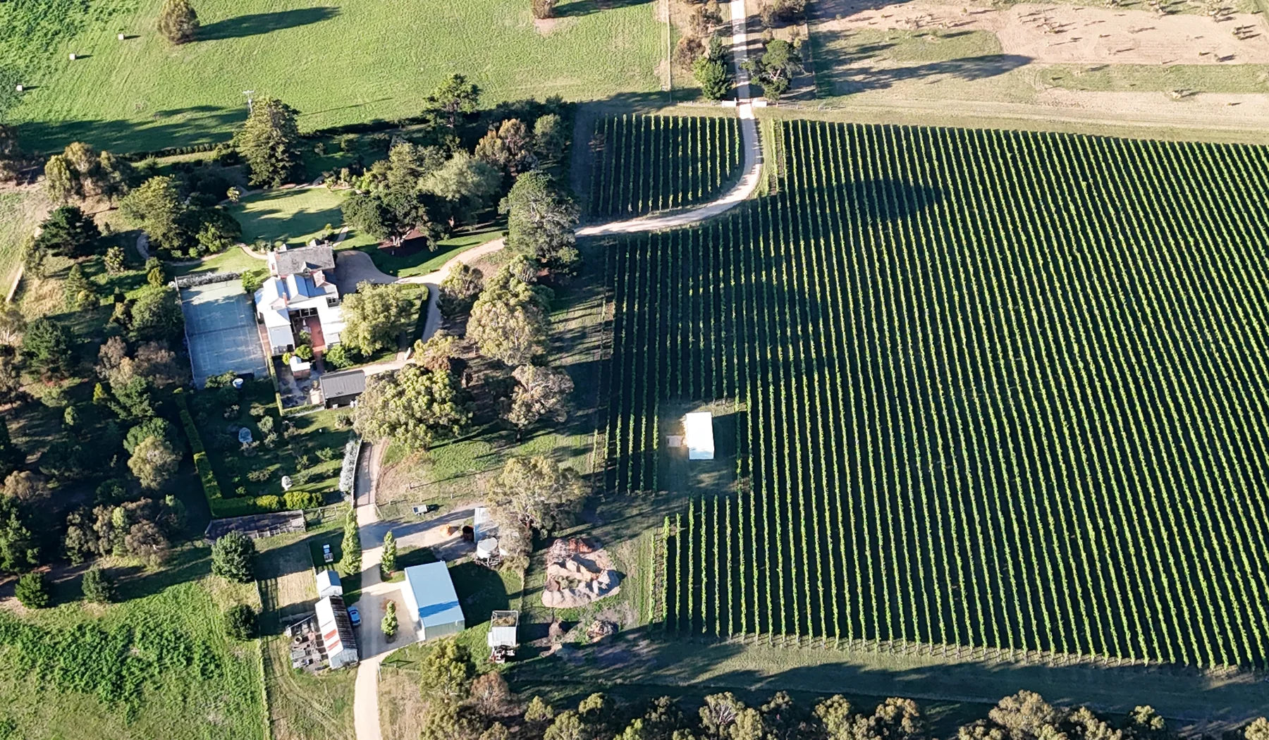 Aerial view of the Yeowarra farm at Irrewarra